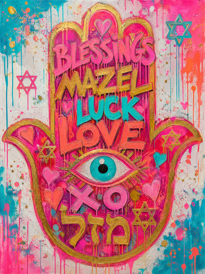 Pink Mazel Hamsa | Judaica Pop Art